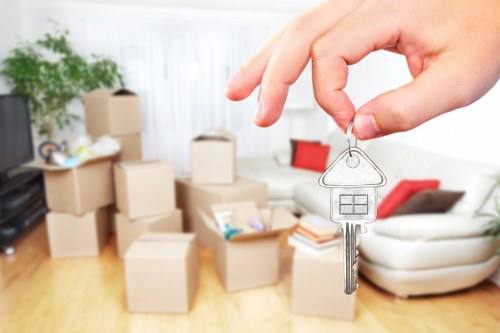 Packed household items ready for a home move in Clapham
