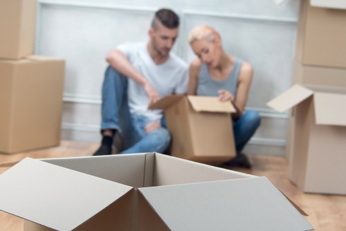 Boxes and furniture prepared for a Clapham home removal