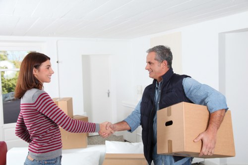 Packed boxes and furniture ready for a local Clapham move