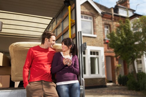 Clapham area moving service with boxes and furniture in transit
